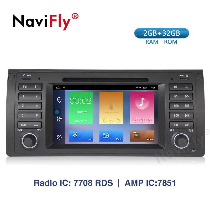 

Navifly! 2G+32G Android 9.1 Car dvd palyer Multimedia For BMW X5 E53 E39 GPS stereo radio audio navigation WIFI RDS BT Canbus