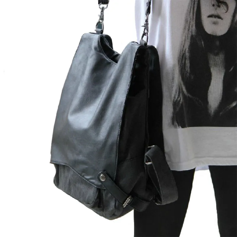 Унисекс Холщовая Сумка на плечо+ рюкзак, школьная сумка, мужские дорожные сумки, рюкзак для ноутбука, студенческий рюкзак, Mochilas Feminina - Цвет: Black