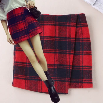 

Plaid skirt winter woolen skirt autumn and winter female 2018 new irregular high waist fashion casual elegant skirt