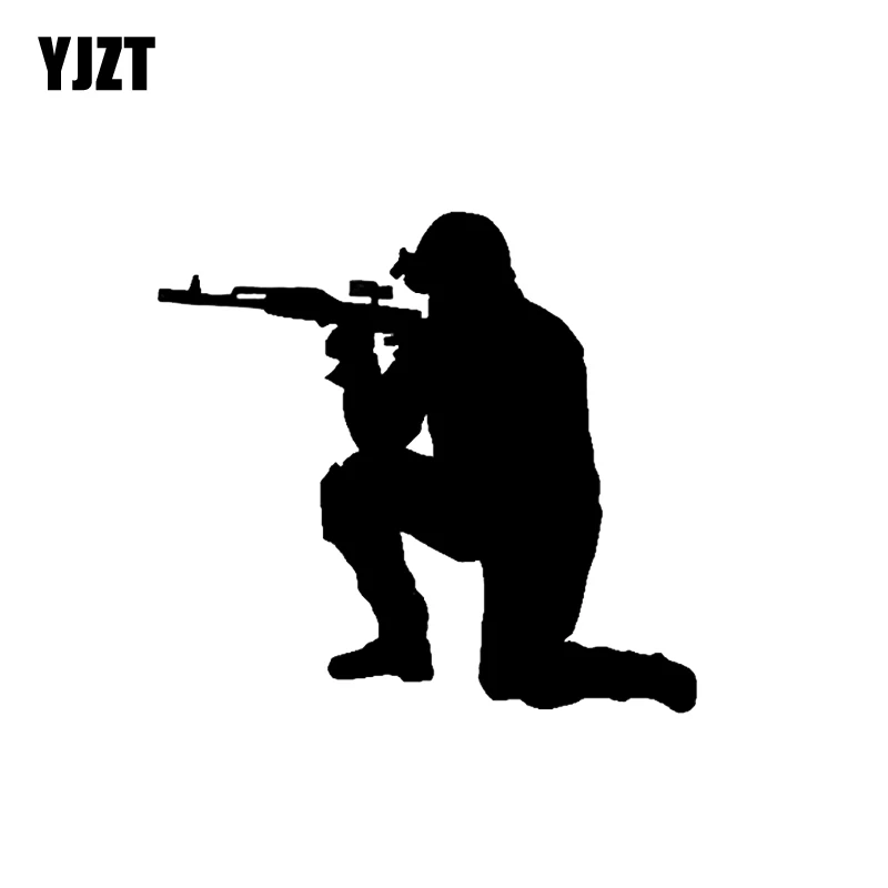 YJZT 12.3*11.4CM Shooting Gun Soldier Car Sticker Vinyl Decoration Motorcycle Accessories Graphic C12-0336 | Автомобили и