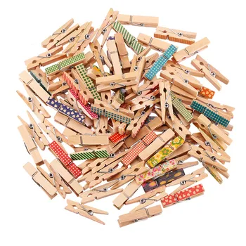 

50Pcs Cute Painted Mini Wooden Clips Color Home Decor DIY Craft Arts Pegs Lovely Small Spring Clamps Memo Paper Photo Clips