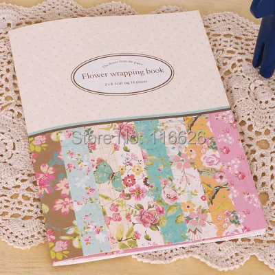 

ENOGREETING High Polish Chrome gift wrapping paper book set of 16sheets with floral pattern for girls