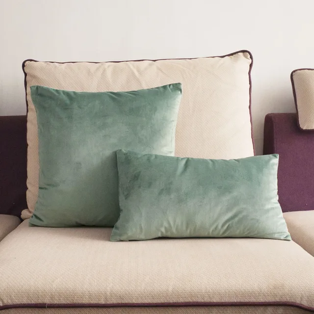 Soft Light Green Velvet Cushion Cover Aqua Green Pillow