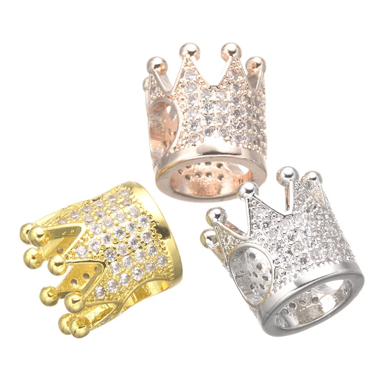 

Rhinestone European Style Charm Beads Micro Pave Metal Crystal Crown Spacer Beads For Bracelet DIY Jewelry Making 5pcs CHF126