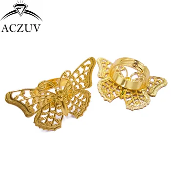 

100pcs Gold Plated Copper Metal Filigree 25x36mm Butterfly Adjustable Ring Blank Bezel Ring Base Tray Findings TJZT073
