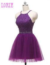 Echt Bild Kurz Prom Kleider 2016 Neue Ankunft Halter Perlen Kleider Robe De Cocktail Elegantes Mädchen Formal Abschlussfeier Mini