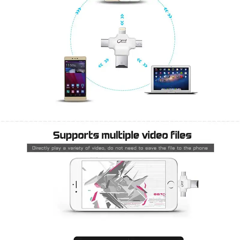 Usb флэш-накопитель для iPhone/Android Phone внешний накопитель 4 интерфейса Lightning/OTG/TYPE-C/USB многофункциональная флешка