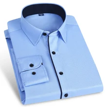 Новое поступление, высококачественные осенние мужские рубашки с длинным рукавом, деловые модные брендовые мужские рубашки с лоскутным воротником