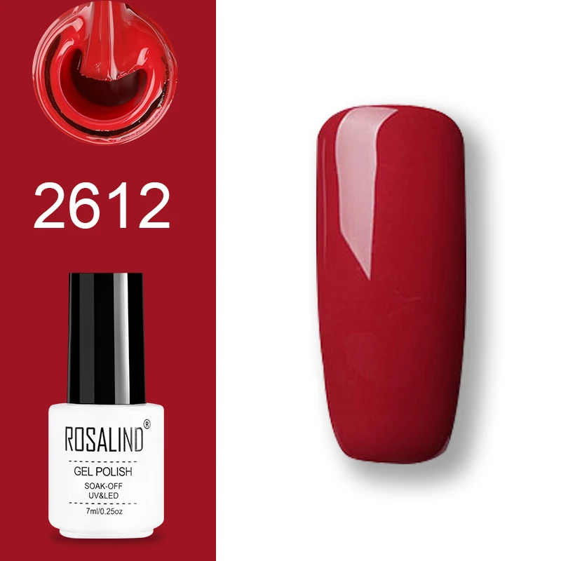 2612 ROSALIND набор гель-лаков UV Vernis полуперманентный праймер верхнее покрытие 7 мл полигель-лак для маникюра - Цвет: 2612
