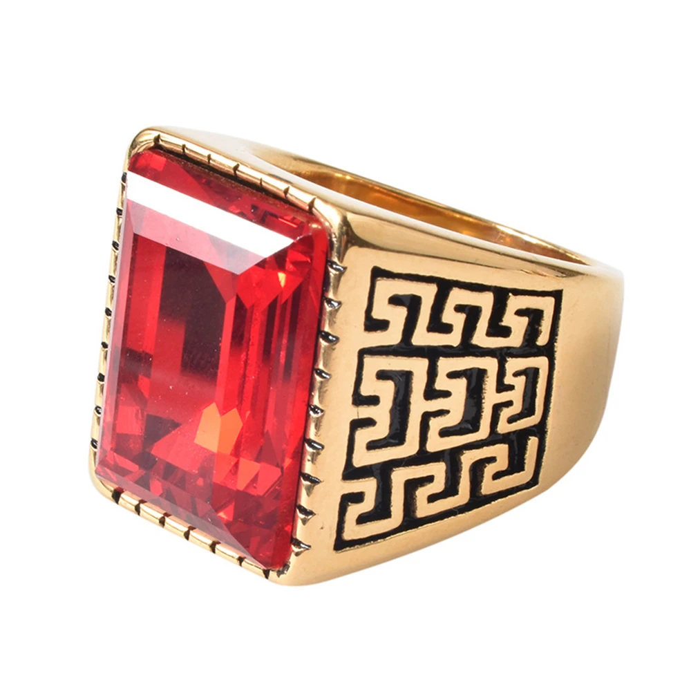 

R035 Creative Fashion Design Man Punk Titanium Steel Ring Big Square Gems Ring Jewelry