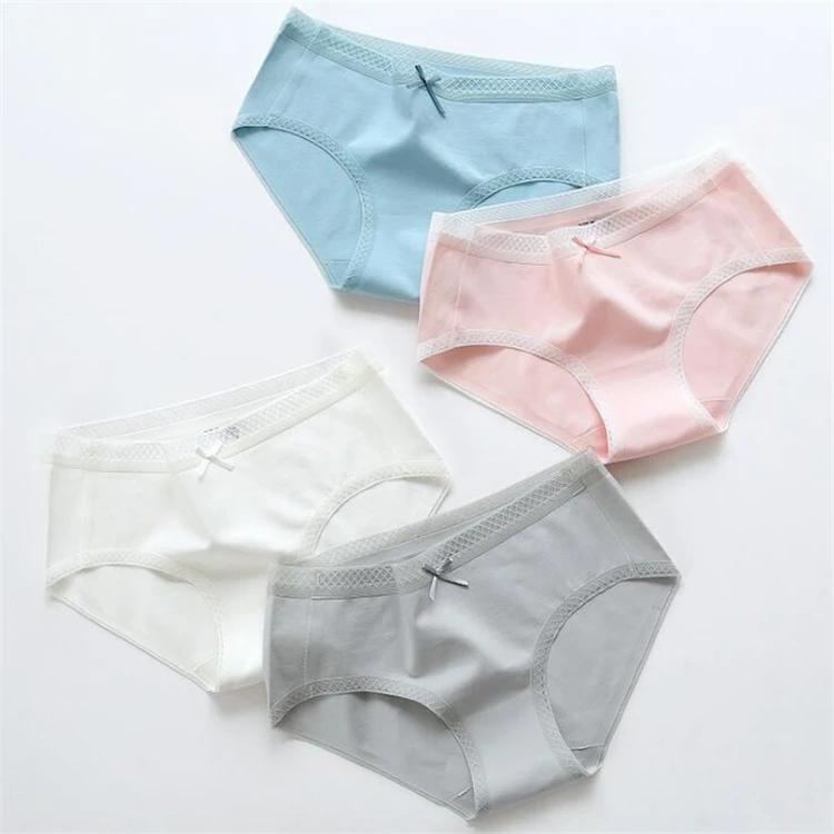New Women Lace Trim Cotton Underwear Comfortable Cotton Mid rise Waist