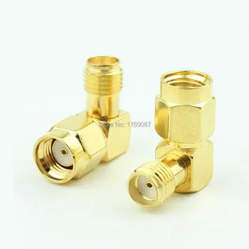 

100PCS RP-SMA Male (female pin) Plug to SMA Female Jack Right Angle In Series RF Adapter Connector