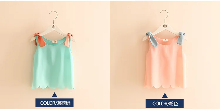 Girls Tops 2018 Summer Cotton Candy Color Orange Black White Blue Yellow Pink Purple Sleeveless O-Neck Chiffon T-Shirt Baby Girl (1)
