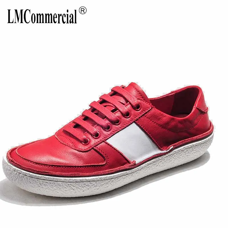 

spring autumn summer Genuine Leather British retro all-match cowhide men's casual shoes breathable sneaker Leisure shoes men