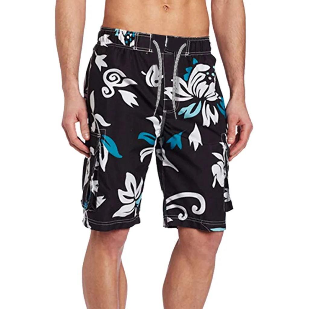 

Fashion New 2019 Casual Swimwear Man Beach Shorts Men Print Built-In Beam Line Quick Dry Mens Swim Shorts Pocket Straight Pocket