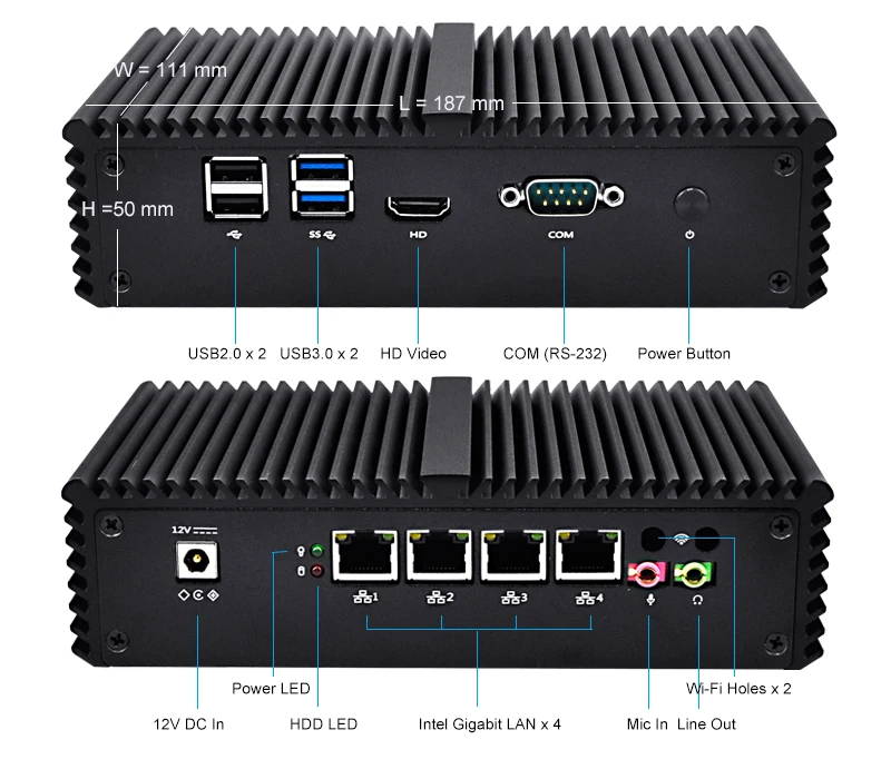 Бесплатная доставка Qotom с открытым исходным кодом пожарные-мини шт Q301G4 Q350G4Y Celeron 2955U Core i5-4210Y безвентиляторный Pfsense 4 гигабитная Сетевая