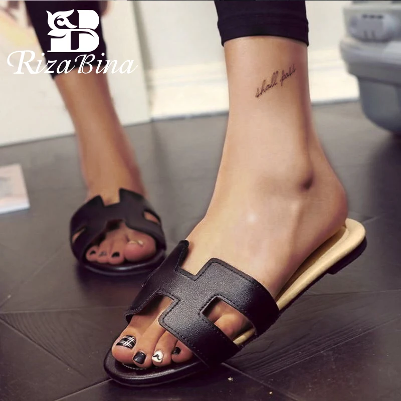 

RIZABINA New Women Flats Sandals Flip Flops Summer Shoes Fashion Beach For Women Casual Soft Sole Slippers Footwear Size 35-40