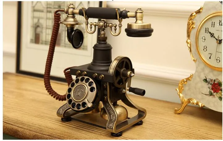 Европейский вращающийся циферблат Античный винтажный бытовой стационарный телефон высокого класса для бизнеса, офиса, дома