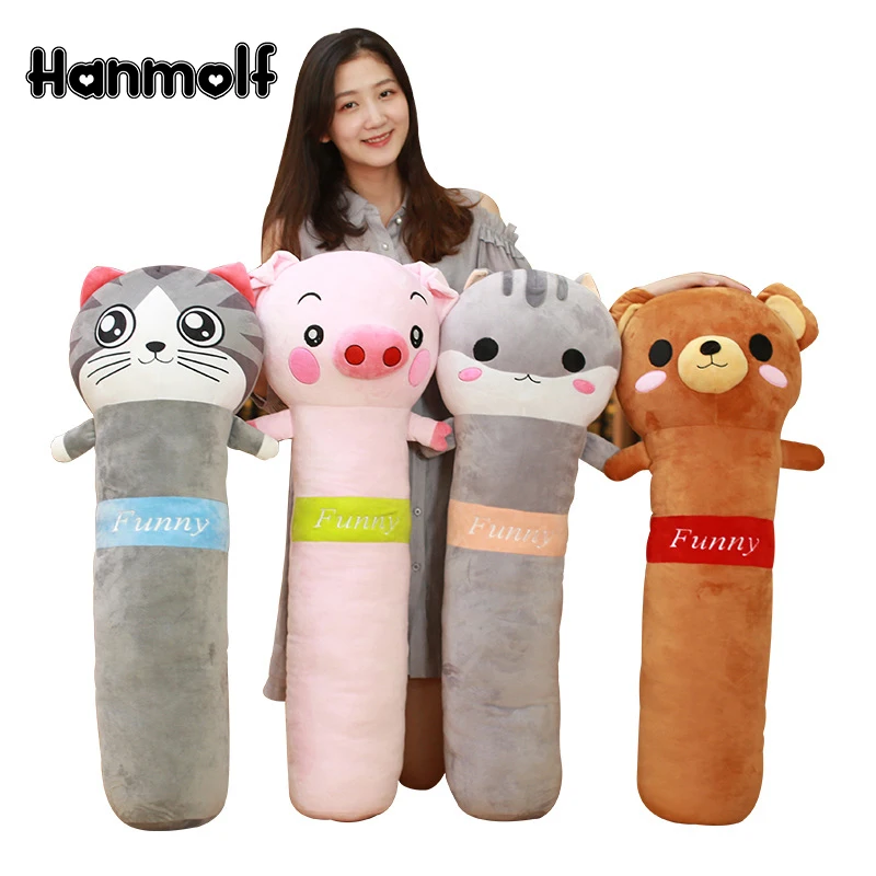 

Cylindrical Animals Toy Round Long Body Hamster Bear Cat Pig Stuffed Bolster Pillow Kids Adults Sleeping Companion 65/90cm