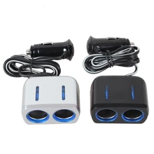 Two Way Sockets Charger Adapter Car Cigarette Lighter Socket Splitter DC 12/24V Extension Cord Car Electronics Accessories