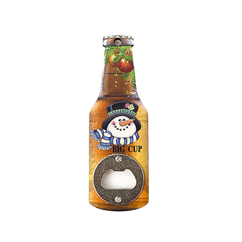 Creative Wooden Bottle Opener Christmas Print Refrigerator Magn Home Decoration Kitchen Eco-Friendly Beer Opener 40MR0403