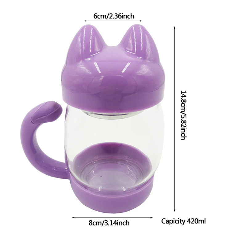 420 мл милый кот стеклянная кружка с фильтром посуда для кофе и чая чашка для путешествий торговля Кухонные гаджеты аксессуары