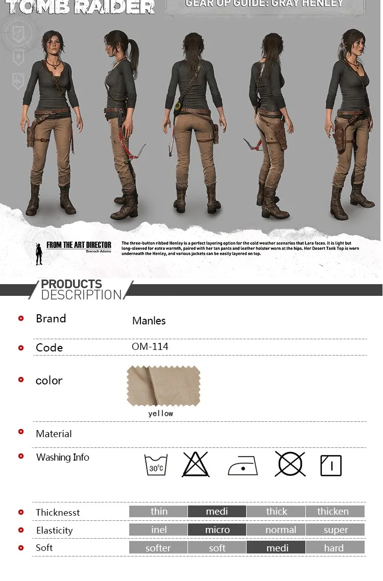 Tomb Raider Cosplay Lara Croft Costume Outfit Halloween Women T-shirt Hot Sexy Clothes Party Custom Made Adult Handmade