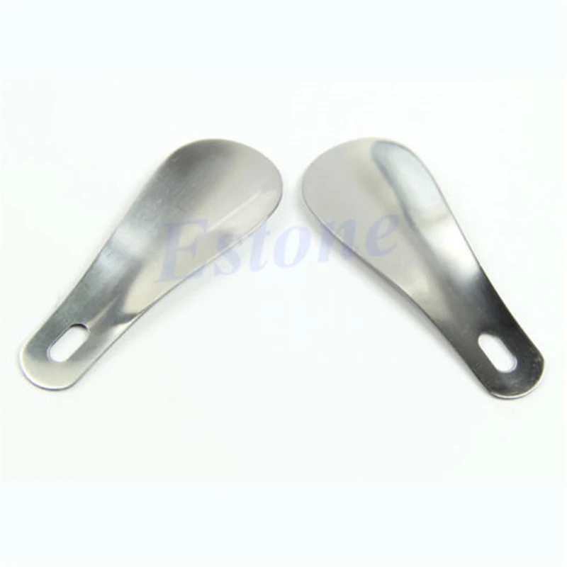 2Pcs 10cm Useful New Stainless Steel Shoe Horn Lifter Shoehorn Shoespooner Spoon Silver Color Small Fashion Long eykosi 2pcs 10cm useful new stainless steel shoe horn lifter shoehorn shoespooner spoon silver color small fashion long