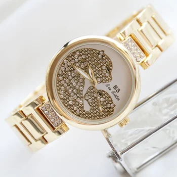 

BS Damen uhr Nature Diamond Watch Women Famous Brand Stainless Steel Water Resistant Gold Watch Quartz Women orologi donna