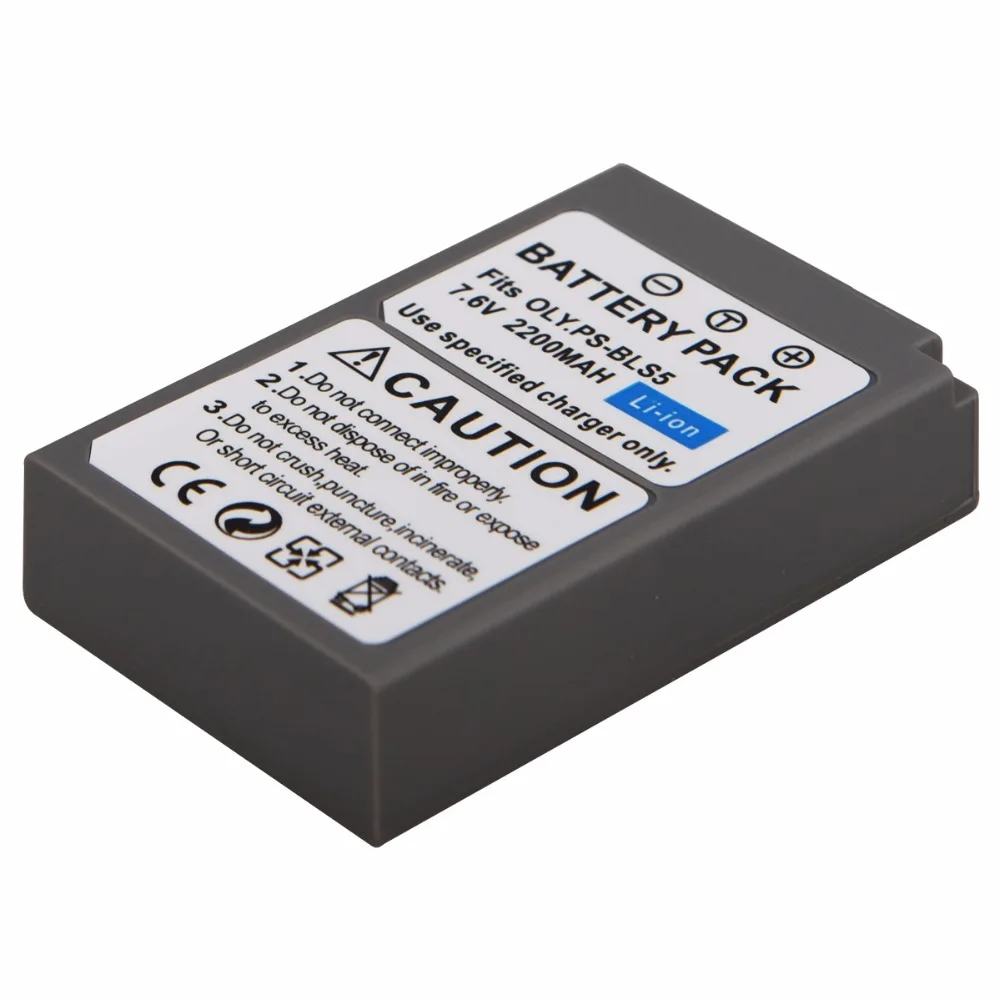 2200mAh PS-BLS5 BLS-5 BLS5 Battery Pack for Olympus OLY. E400 E410 E420 E450 E600 E620 E-P1 E-P2 E-P3 E-PL1 E-PL2 E-PL3 E-PM1