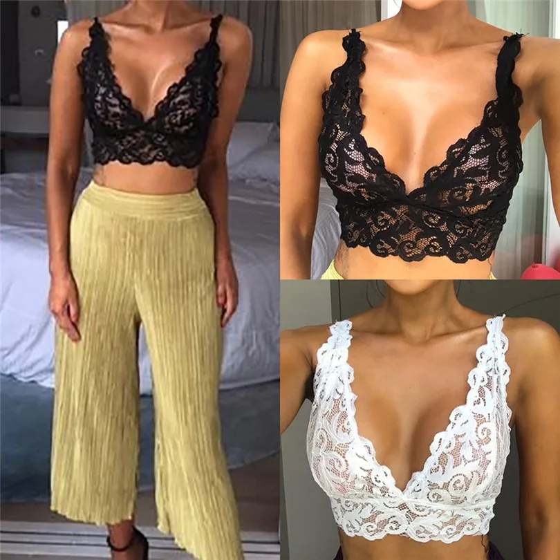 New Women Summer Sexy Lingerie Corset Casual Daily Lace Solid Flowers Bralette Bralet Bra Tank Cami Crop Underwear #4F02 (10)