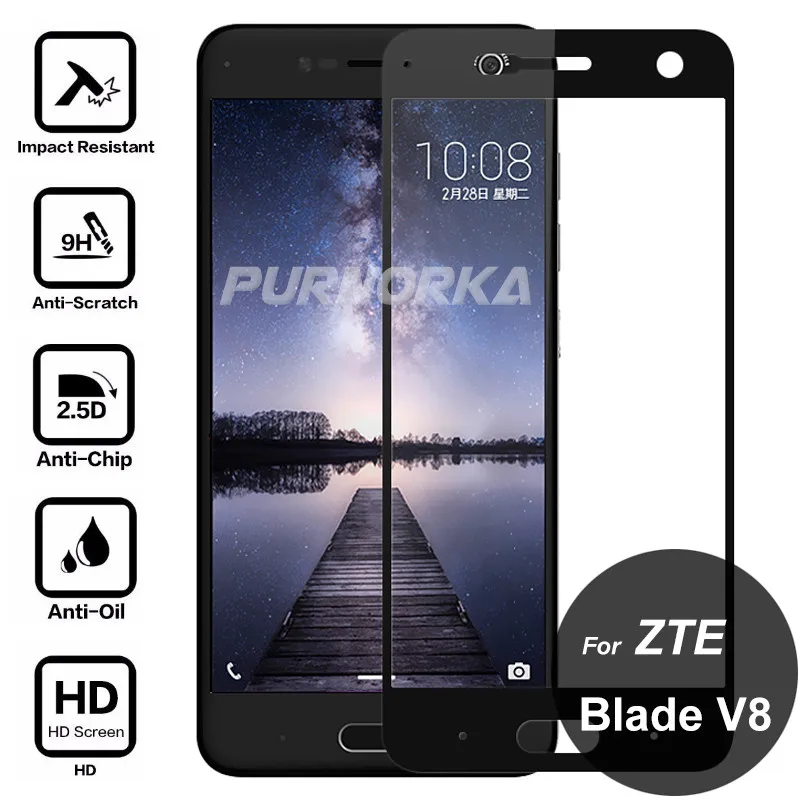 Для ZTE Blade V8 полное покрытие из закаленного стекла 3D 9 H протектор переднего экрана