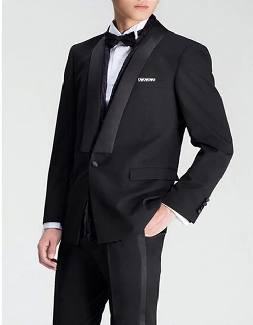 

2018 High Branded Tailor Made Mens Tuxedos Suits Shawl Lapel One Button Prom Formal Dress Banquet Wear (jacket+pants+vest+Tie)