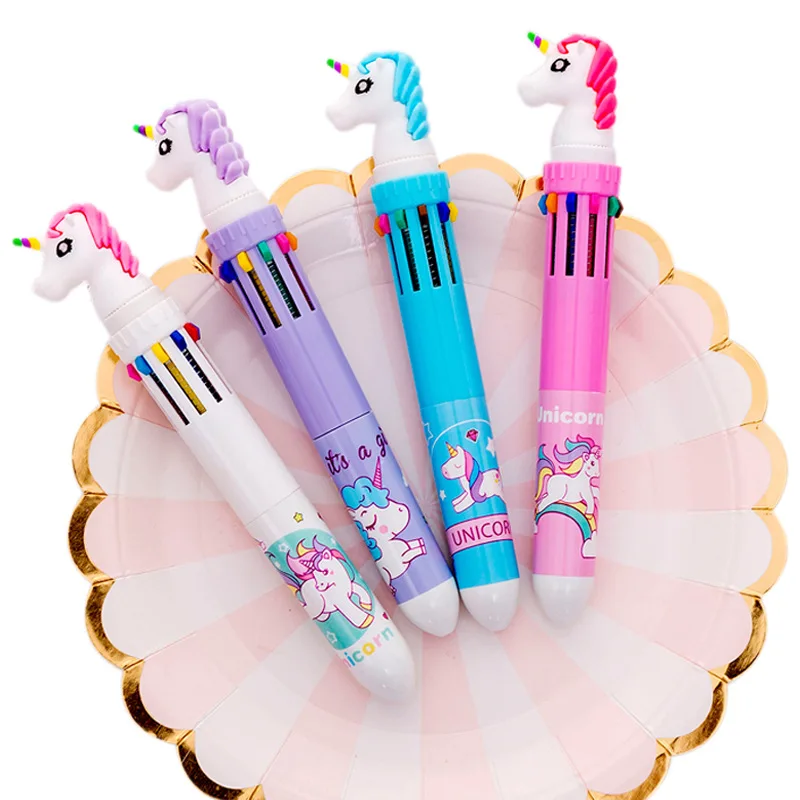 

1 Pcs Cartoon Unicorn 10 Colors Ballpoint Pen Student Kawaii Stationery Gift School Signature Pen Escolar Office Supplies