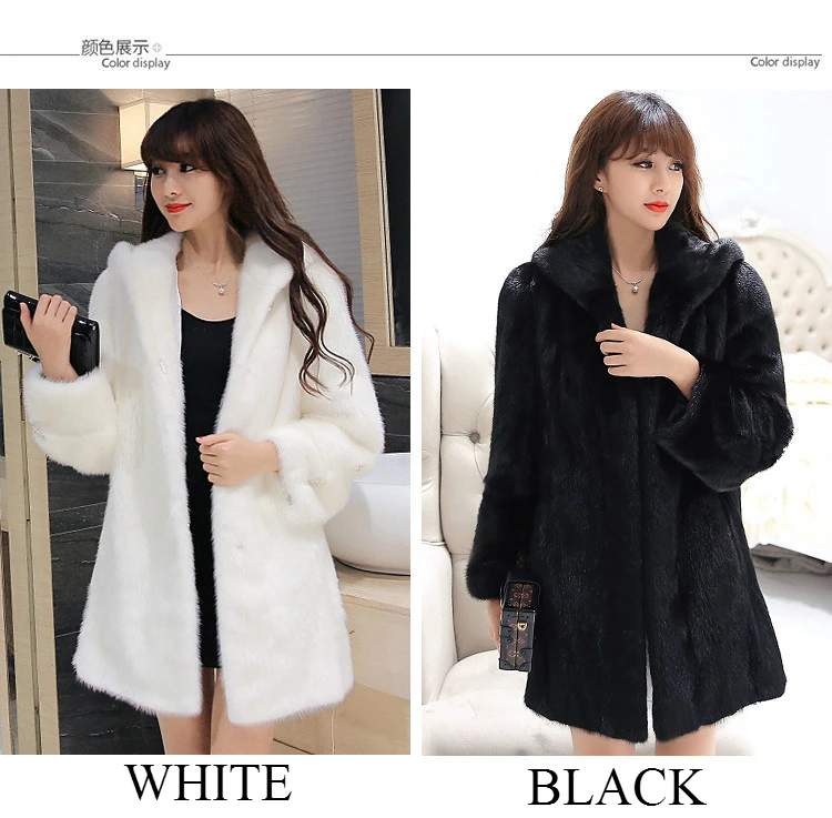 artificial fur coat Women Mink Fur Jacket Women Hooded Faux Fur Rabbit Fur Coat Long Overcoat Plus Size Outwear 4XL Winter Coat