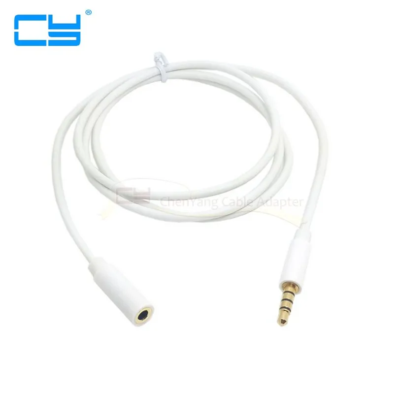

Cablecc White Color 3 5 mm 4 Pole Audio Stereo Headphone Male to Female Extension Cable