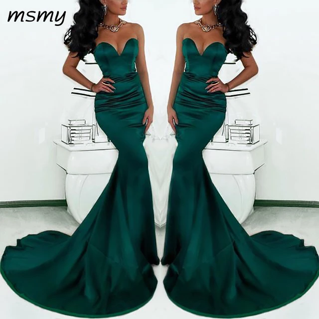 Hermosos largos de noche sirena verde esmeralda con cola de pez de 2019 para ocasión especial vestidos de graduación para mujer - AliExpress