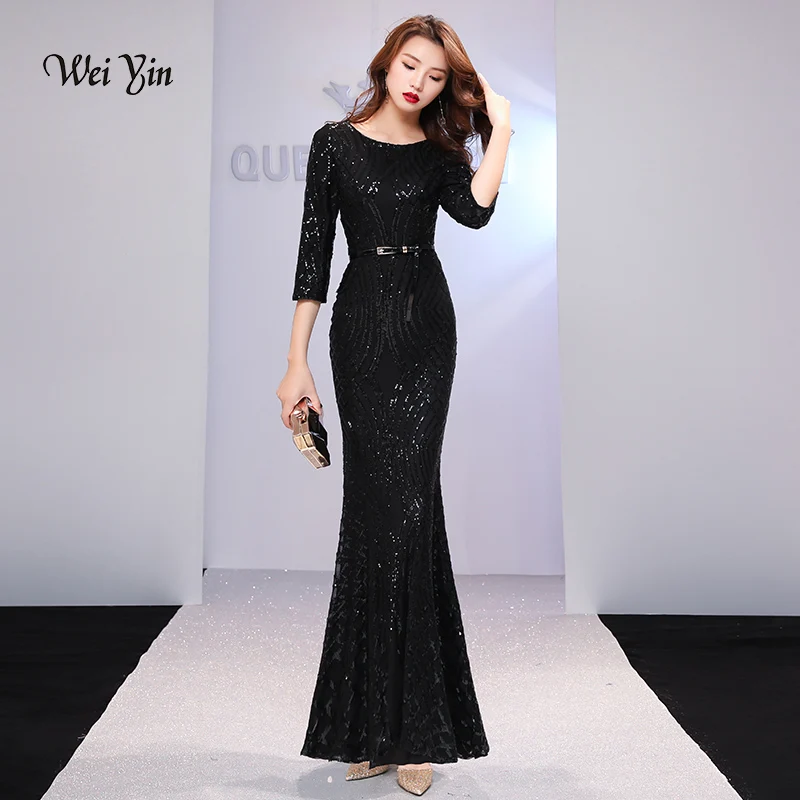 weiyin Black Evening Dresses Long Sparkle 2019 New O-Neck Women Elegant Sequin Mermaid Maxi Evening Party Gown Dress WY1261 weiyin Black Evening Dresses Long Sparkle 2019 New O-Neck Women Elegant Sequin Mermaid Maxi Evening Party Gown Dress WY1261