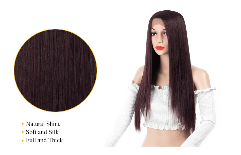 Aigemei парики на кружеве длинные прямые 1#/1B/2#/4#/99J/OTBug шесть цветов парики синтетические термостойкие волосы парики для женщин