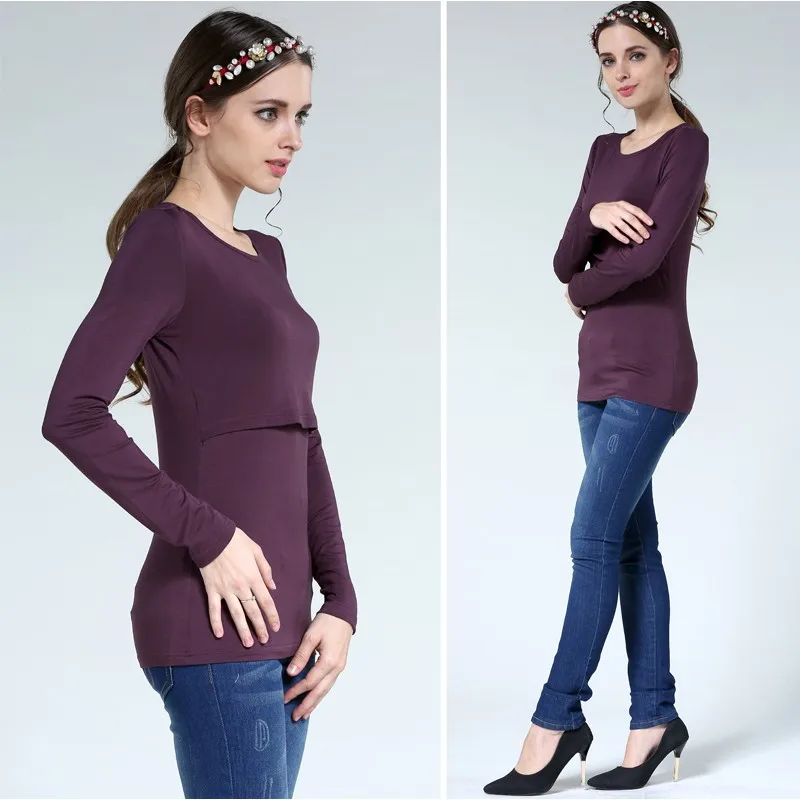 Materno para Mulheres Alto de Maternidade Emoção Mães Gravidez Maternidade Roupas Outono Manga Longa Tops Aleitamento Grávidas Enfermagem T-shirt 17 para grávidas amamentação topos para grávidas enfermagem superior camiseta