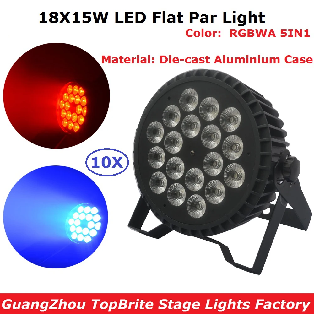 10Pcs/Lot Eyourlife 18X15W High Brightness Led Par Lights RGBWA 5IN1 LED Flat Par Professional Stage Dj Lighting Equipments