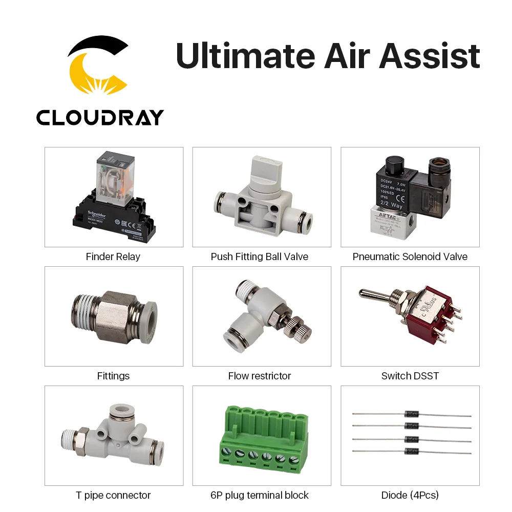 Cloudray Ultimate Air Assiast Набор для CO2 лазерная резка, гравировальный станок