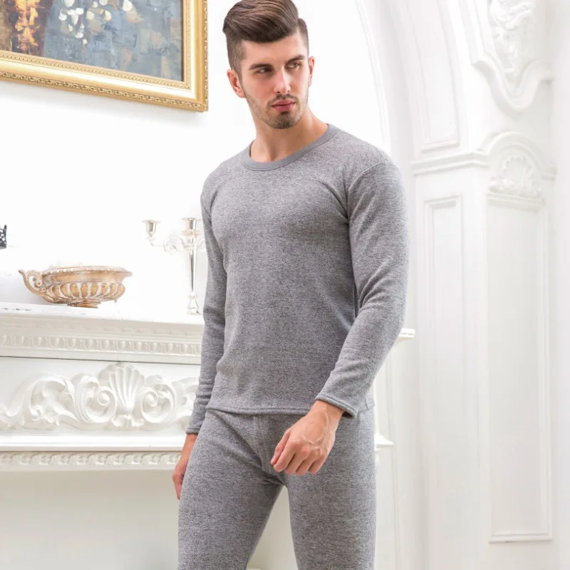 Мужские и женские теплые Многослойные бархатные плотные комплекты термобелья для зимней одежды пижамы термос длинные кальсоны термо нижнее белье X3 - Цвет: Male Grey