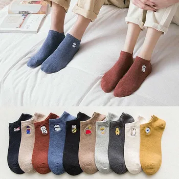 

Socks for women cotton Lovely embroidery dog pattern short socks summer harajuku ankel sock female casual cartoon Sox