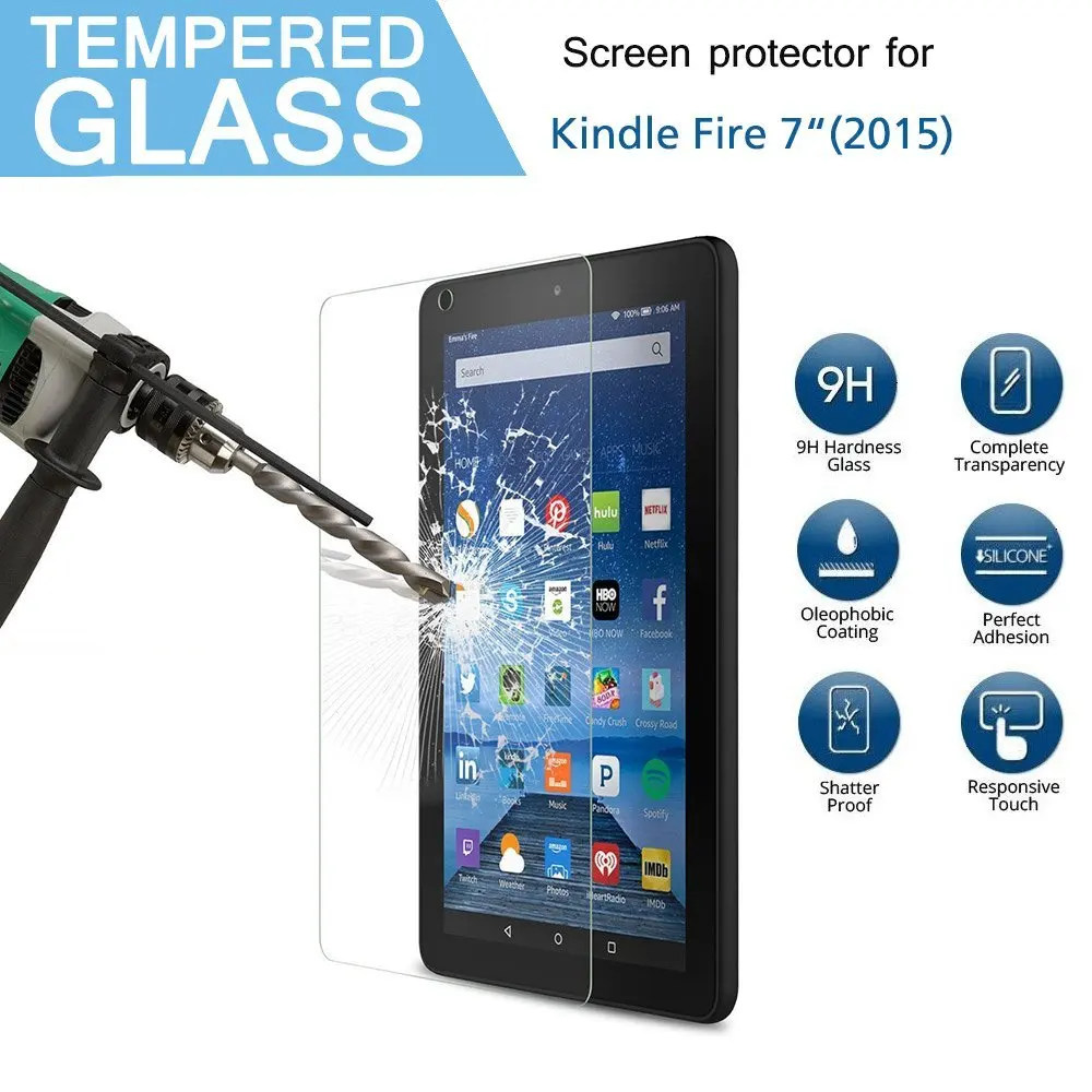 Premium Screen Protector Tempered Glass For Amazon Kindle Fire 7 HD7 HD
