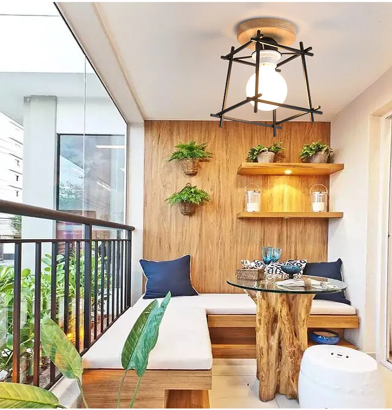 Lâmpada do Teto Cobre e Tons Ferro Madeira Sombra Luz Pingente Triângulo Metal Teto Lampshades E27 5w - 17 Luzes e Iluminação