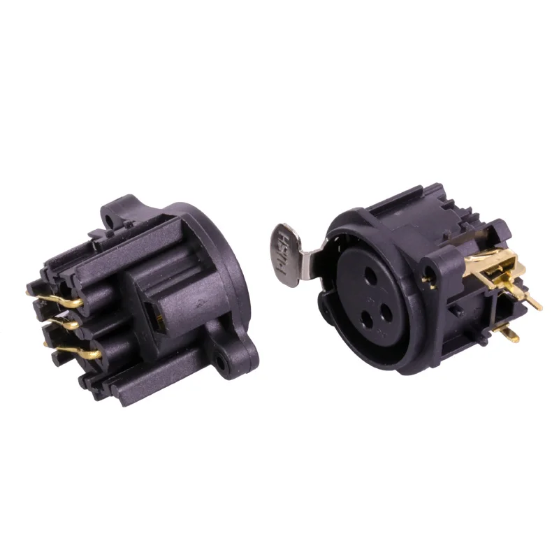 Коннектор XLR с прямым углом 1 пара 2 шт. черный пластик 3 контактный разъем для