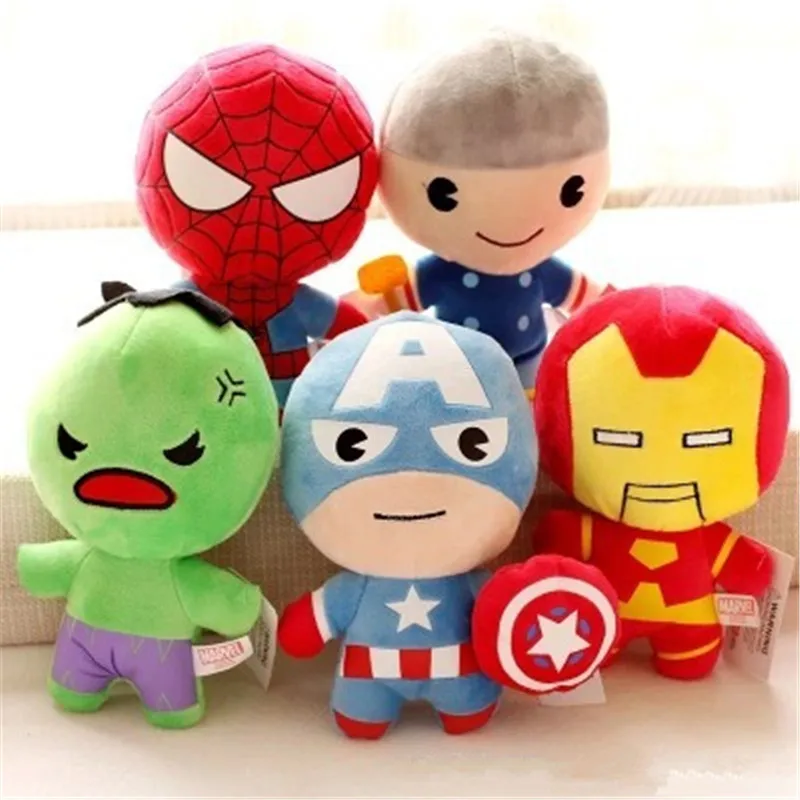 20 см Мстители плюшевые игрушки Халк Тор Капитан Америка, Железный человек паук Мягкие плюшевые игрушки мягкие куклы Отличный подарок