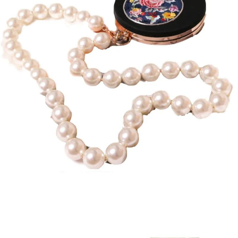 

Personalized handmade super big size pearl chain wide pearl chain shoulder strap diagonal cross pearl wide shoulder strap chain