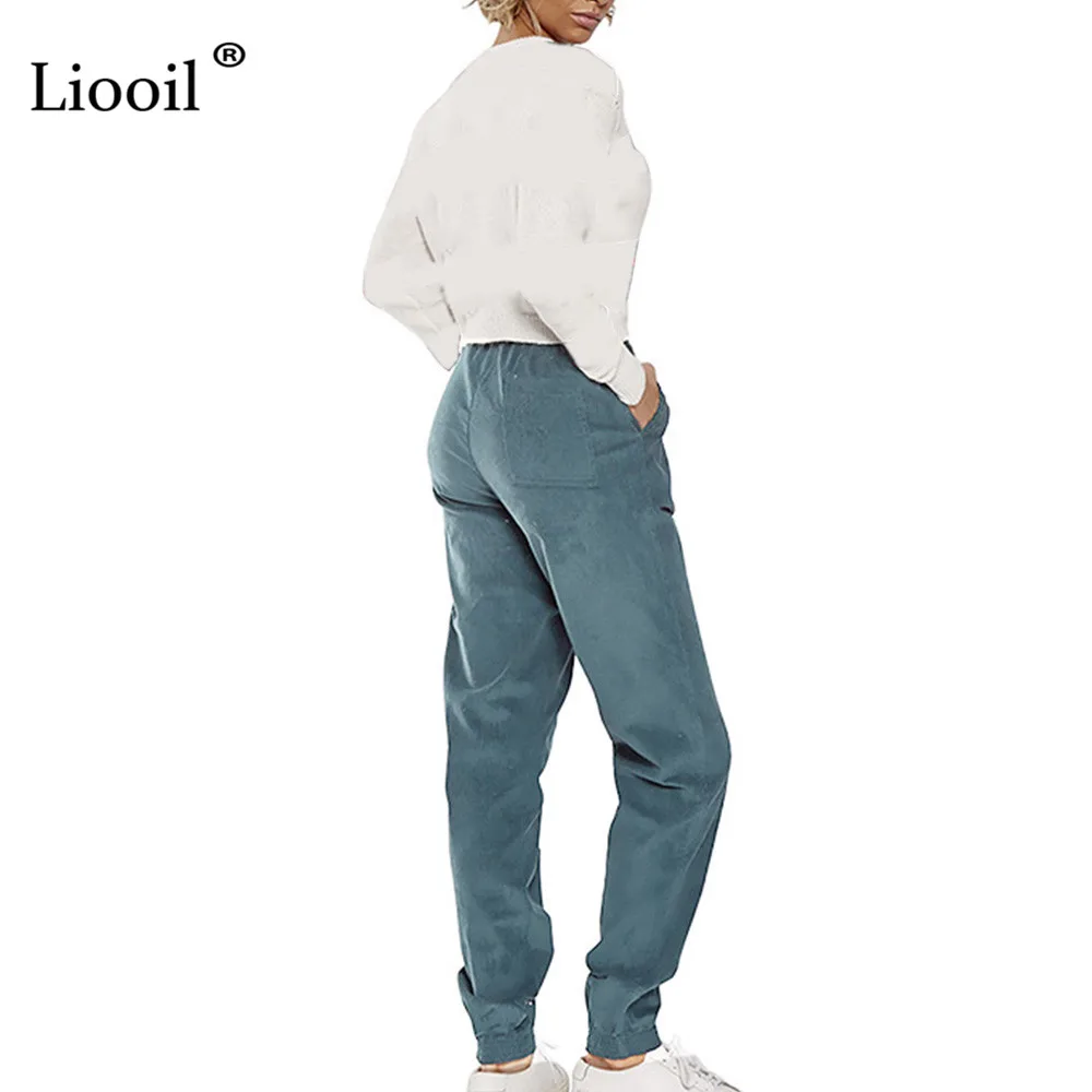 Liooil повседневные свободные зимние брюки женская одежда осень модные брюки с высокой талией вельветовые брюки женские свободные брюки